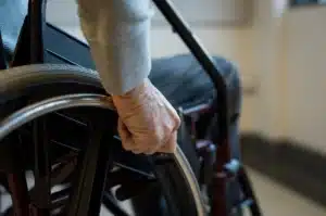 Close up of wheel on wheelchair